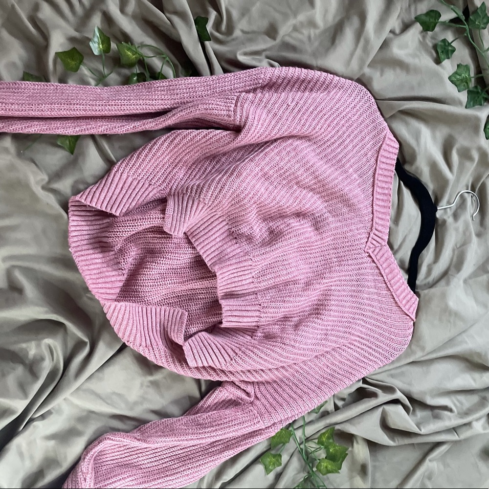 pinkish colored cropped sweater